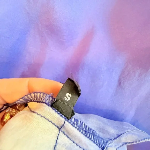 Debbie Katz Silk Blue/Teal Kaftan Cover up Dress Size Small - Picture 7 of 12